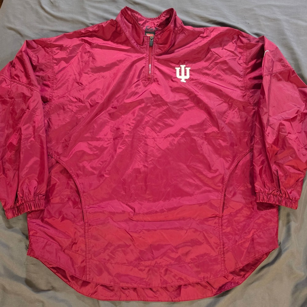 Nike Team Indiana University Hoosiers Windbreaker Qtr Zip Pullover Red XL Vtg